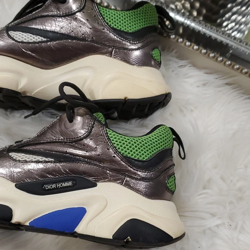 Dior homme green silver sneakers size 38 us 8 - Picture 3 of 17